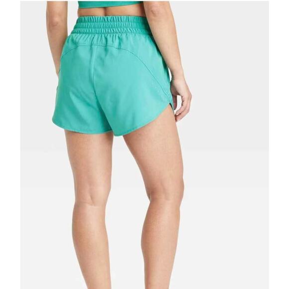Women's Woven Mid-Rise Run Shorts 3" Teal Green- All In Motion Medium NWT - Picture 2 of 3